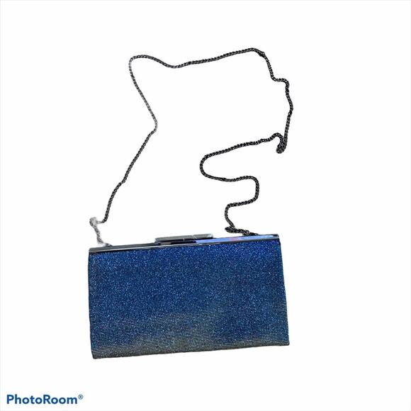 Nordstrom Handbags - NWOT Nordstrom Clutch or Crossbody Blue Sheen Y2K Prom